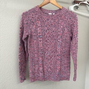 GAP Women's Marled Pink Cable Knit Sweater